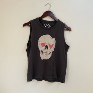 Chaser Skull Heart Eyes Tank Size Medium